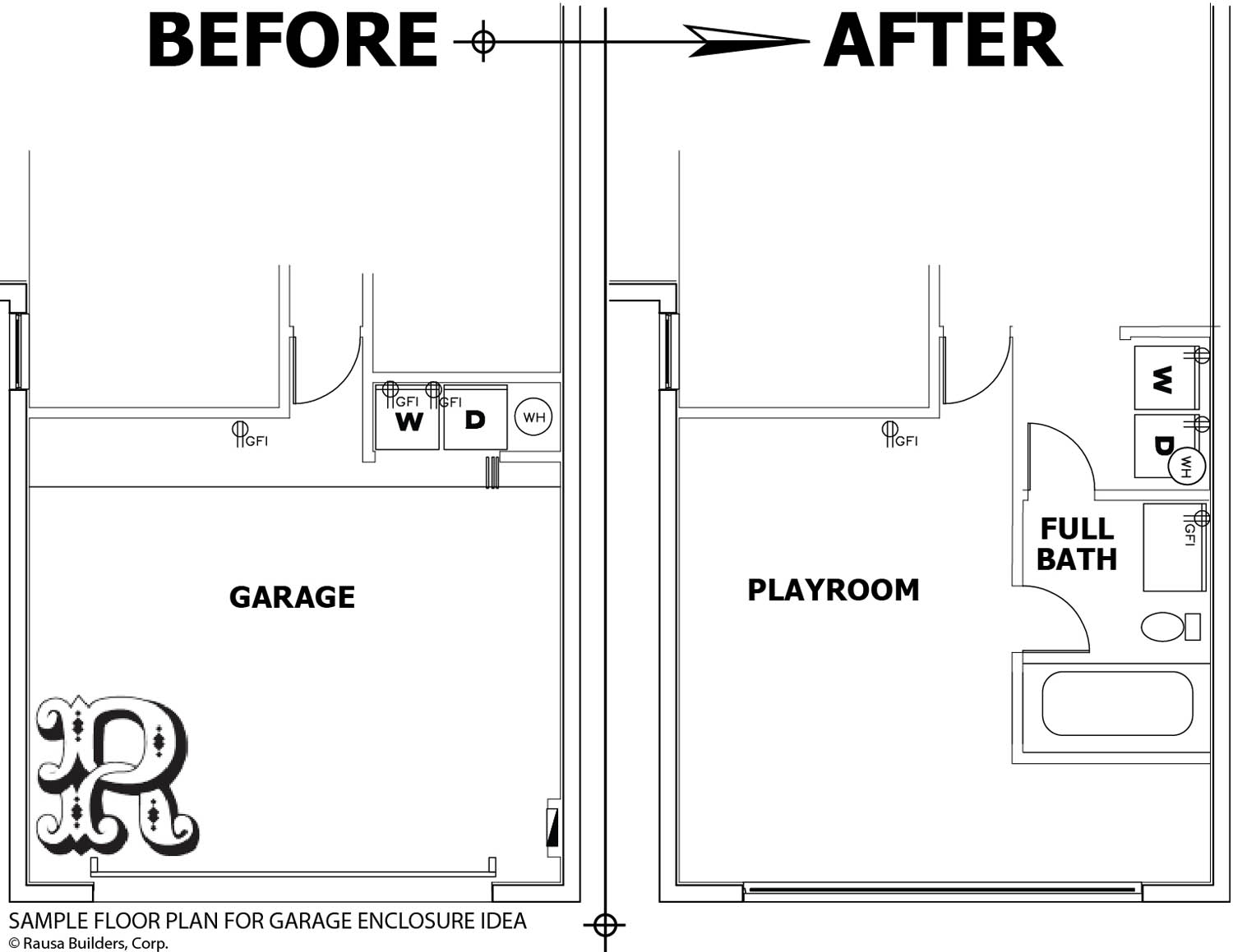 2 Car Garage to Bedroom Conversion Plans