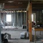 Early interior remodeling stage with interior framework