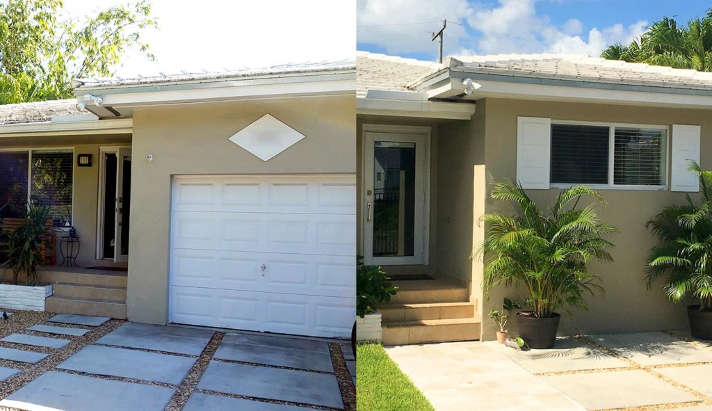 Before and after photo of converted garage in Miami