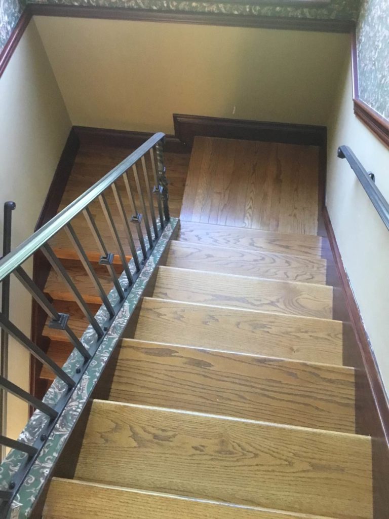 Before photo of wood stairs